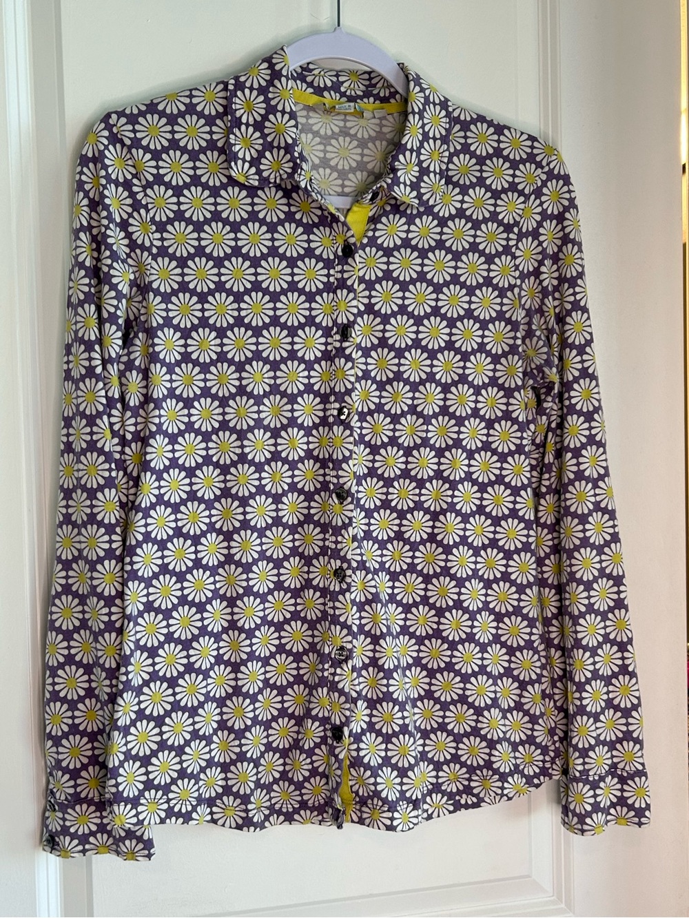 Boden Purple Daisy-Print Button-Down Shirt